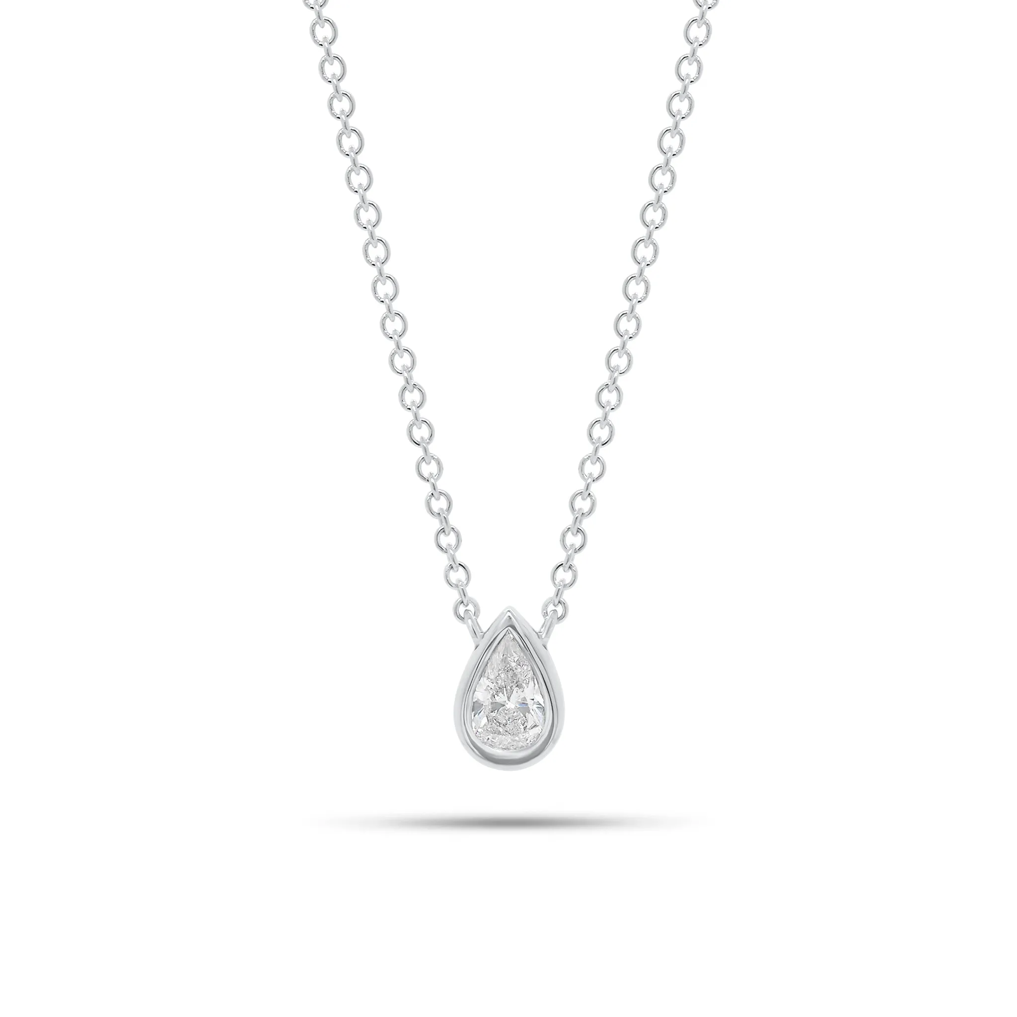 0.33 ct Pear-Shaped Bezel-Set Diamond Pendant