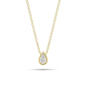 0.33 ct Pear-Shaped Bezel-Set Diamond Pendant