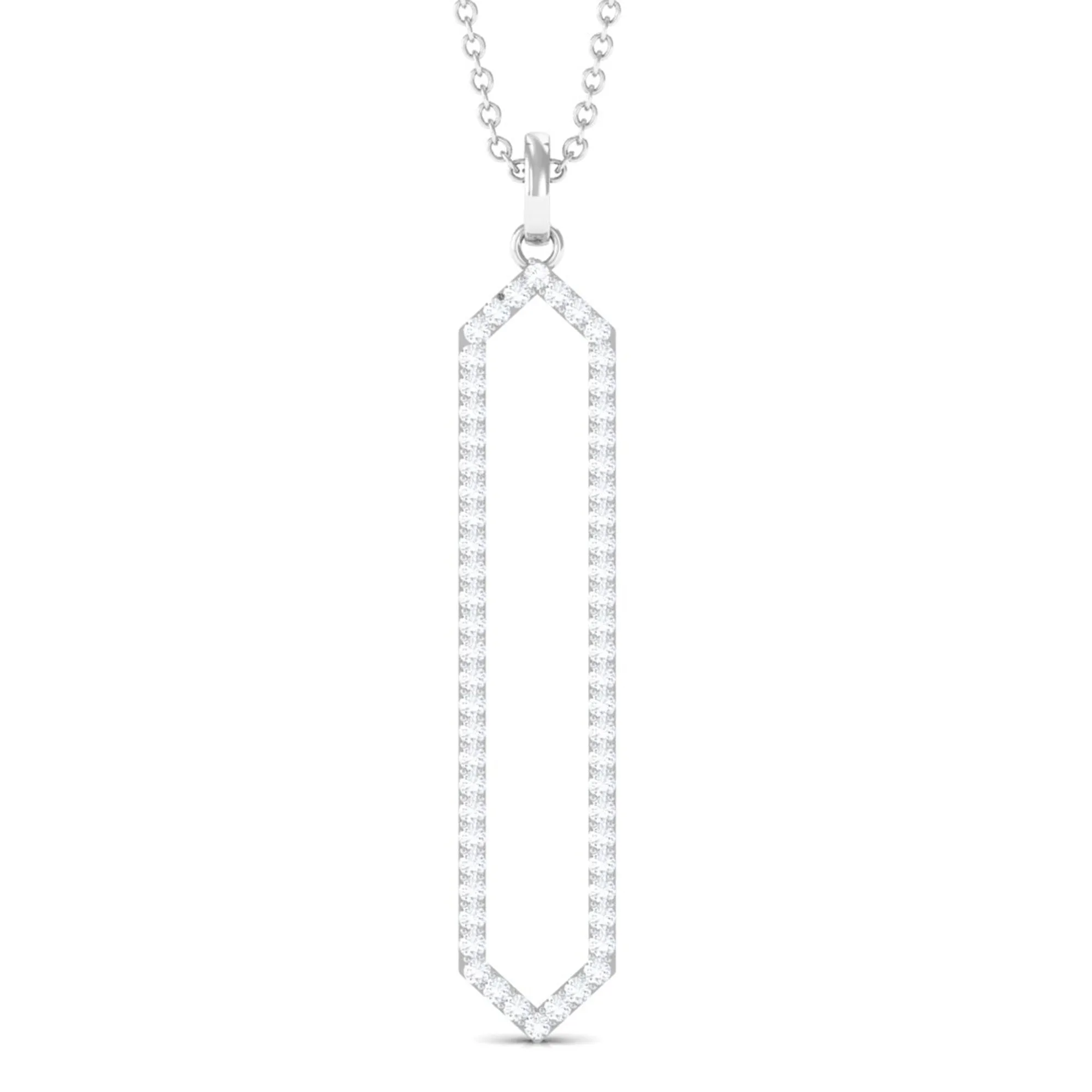 0.50 CT Elegant Hexagonal Diamond Pendant Necklace