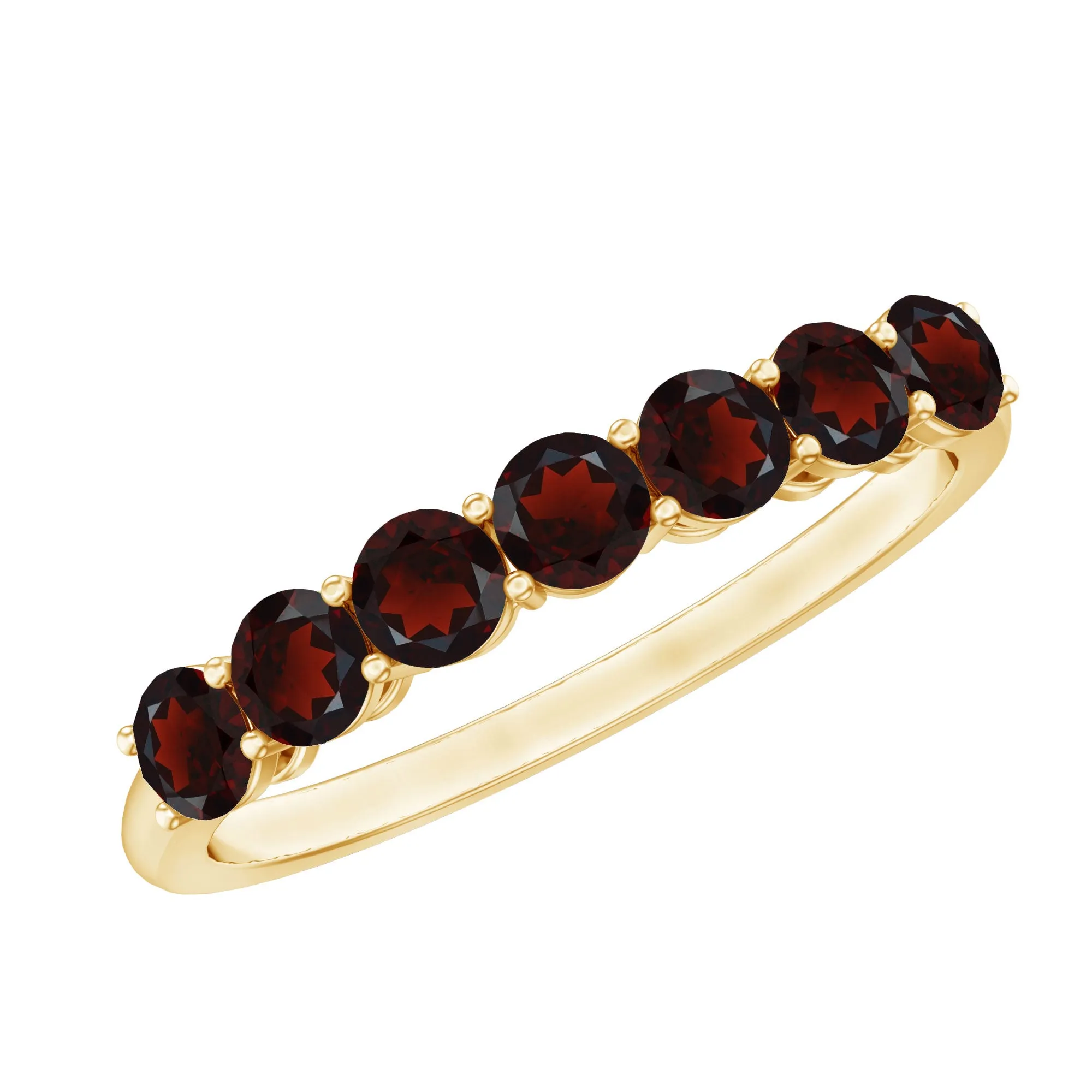 0.75 CT Seven Stone Garnet Ring in Basket Setting for Her