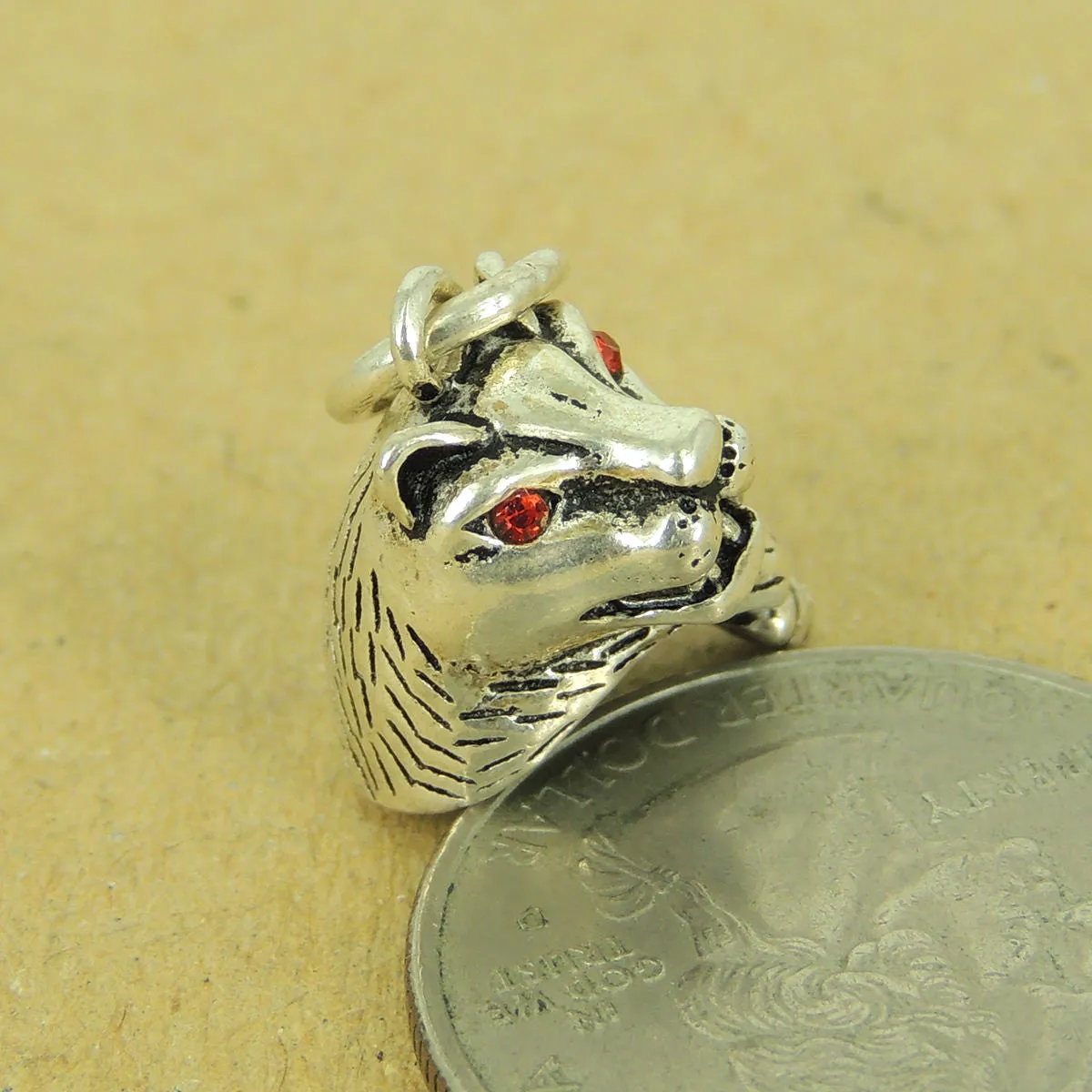 1 PCS 925 Sterling Silver Jungle Cat with Garnet Eyes Pendant DIY Jewelry Making WSP546 Wholesale: See Discount Coupons in Item Details