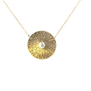 10K Yellow Gold Serenity Prayer Medallion Necklace