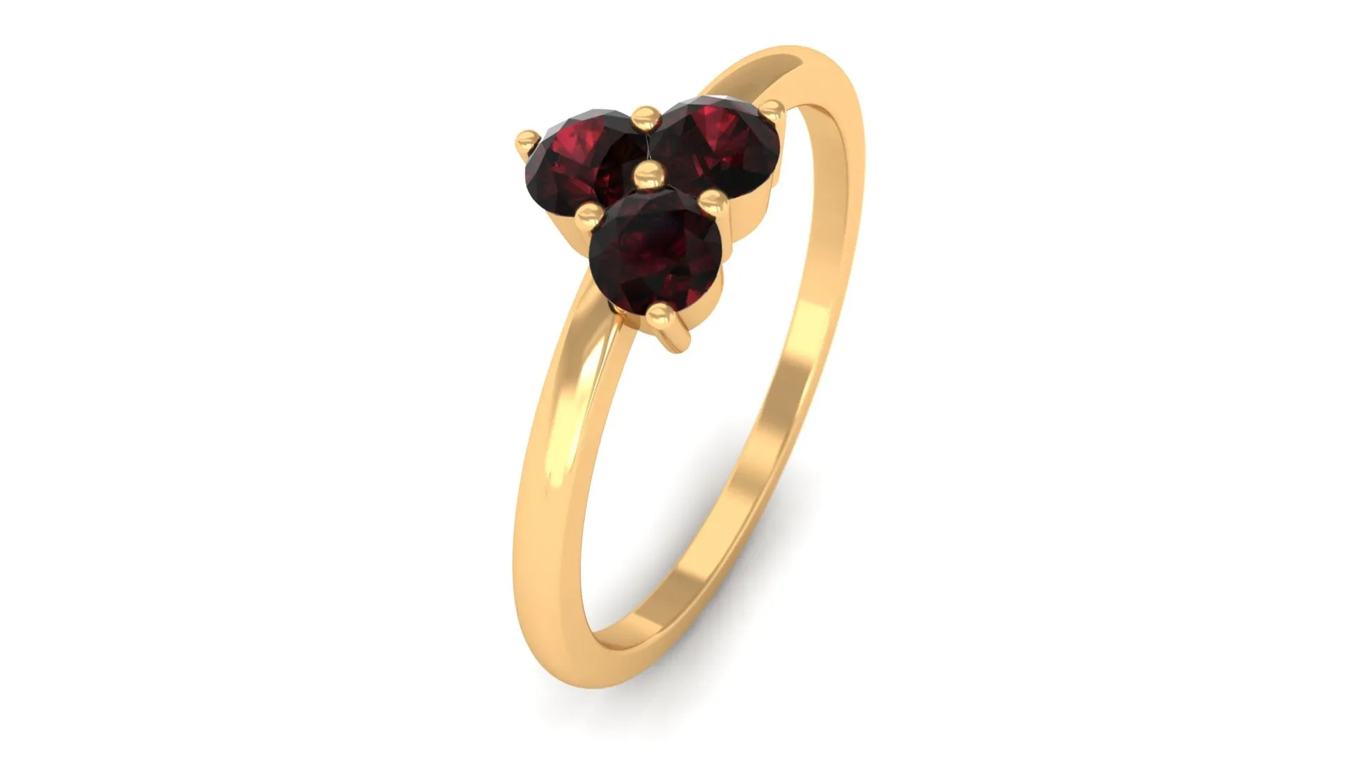 1/2 Carat Three Stone Garnet Promise Ring in Gold