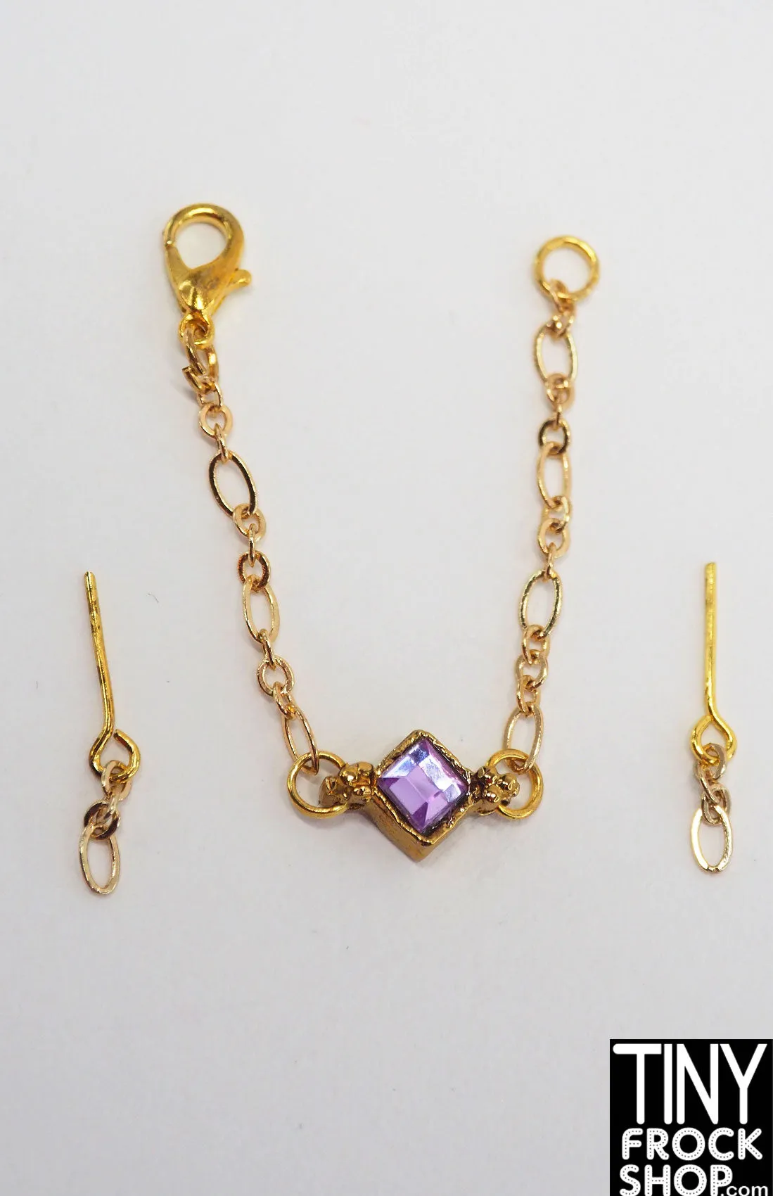 12" Fashion Doll Purple Diamond and Gold Necklace with Earring Set by Pam Maness