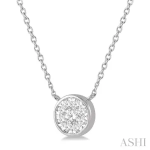 1/4 Ctw Round Shape Lovebright Diamond Necklace in 14K White Gold