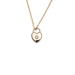 14k Diamond Padlock Heart Necklace