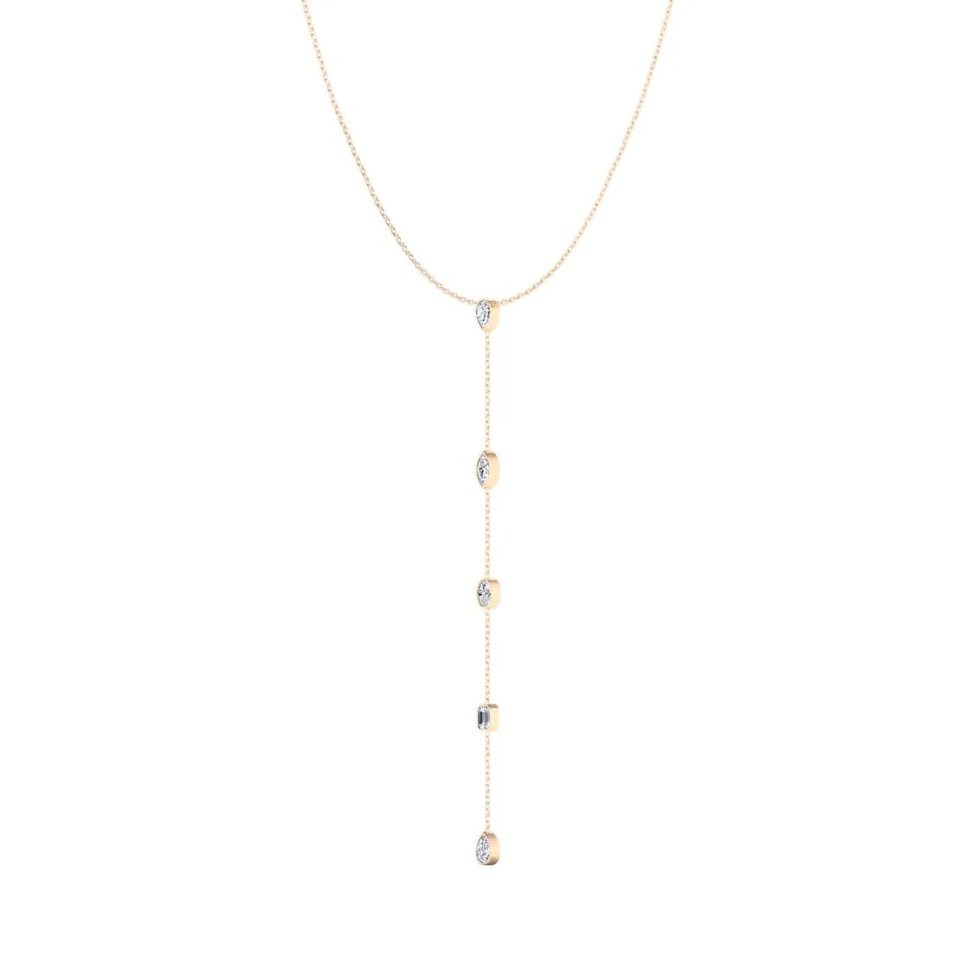 14K Gold Diamond Drop Y Necklace, Lab Grown