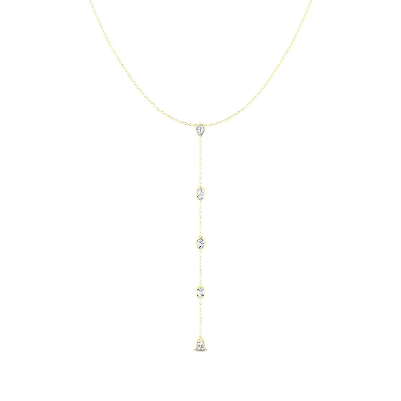 14K Gold Diamond Drop Y Necklace, Lab Grown