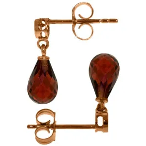 14K Solid Rose Gold Diamond & Garnet Gemstone Earrings