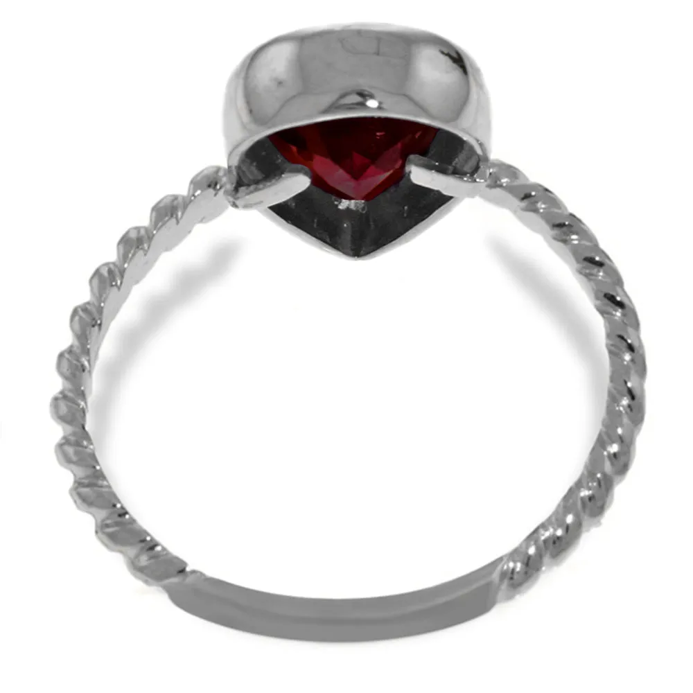 14K Solid White Gold Rings w/ Natural Pear Shape Garnet