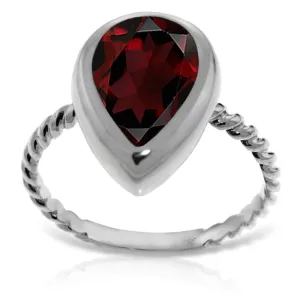 14K Solid White Gold Rings w/ Natural Pear Shape Garnet