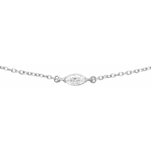 14K White Gold 1/4 CT Lab-Grown Diamond 16-18" Necklace