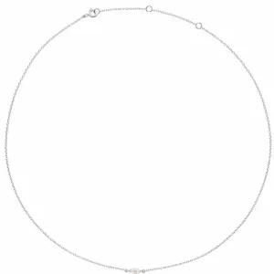 14K White Gold 1/4 CT Lab-Grown Diamond 16-18" Necklace