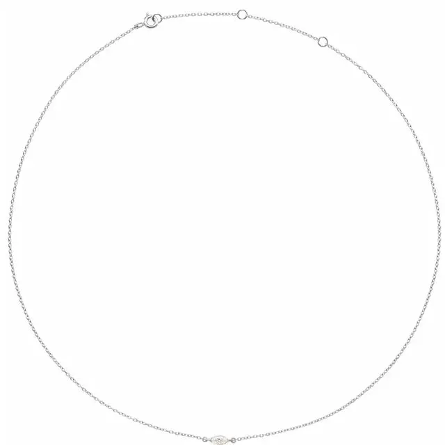 14K White Gold 1/4 CT Lab-Grown Diamond 16-18" Necklace