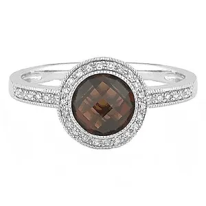 14k White Gold 2.01 Ct Garnet, 0.11 Diamond Ring