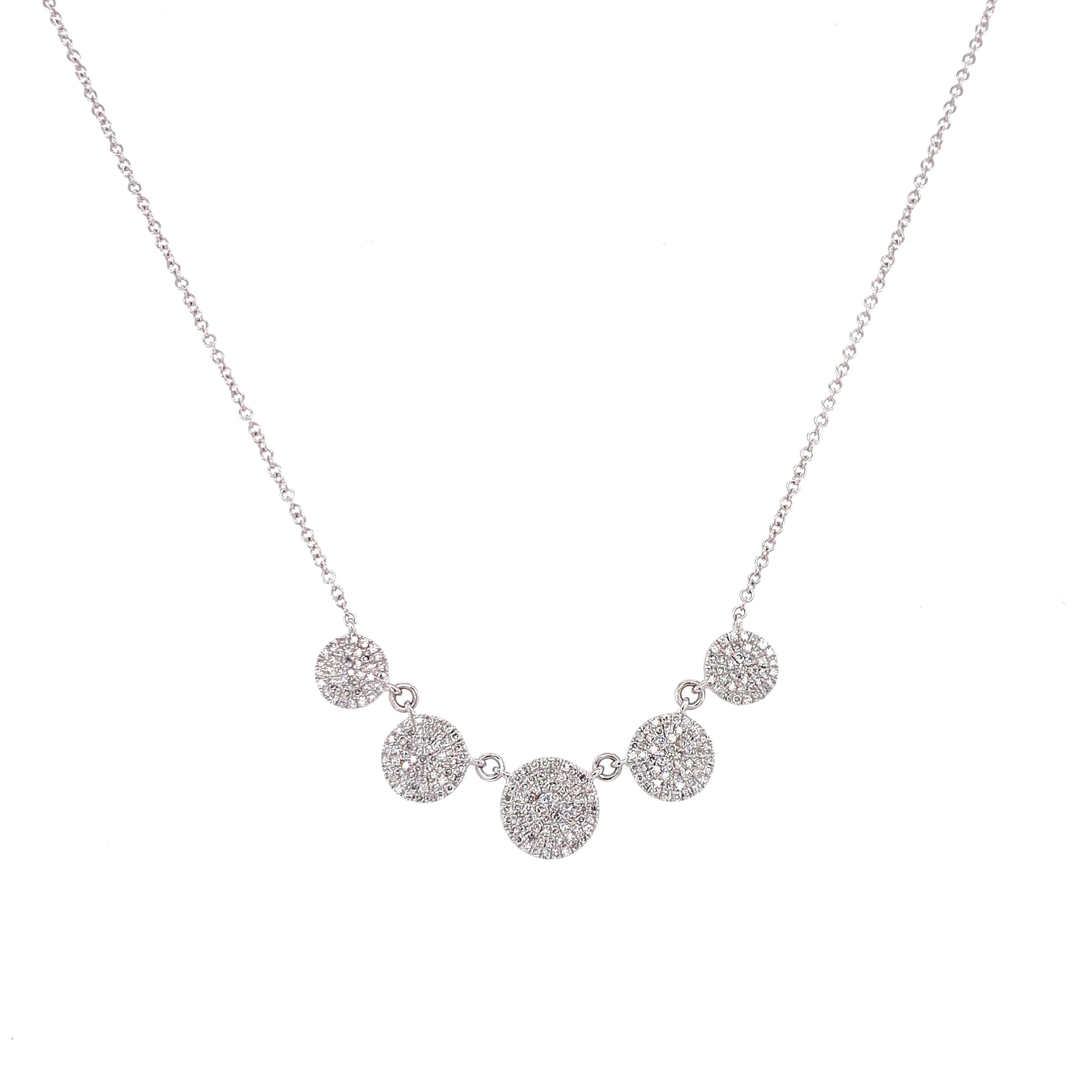 14K White Gold Diamond Disc Necklace