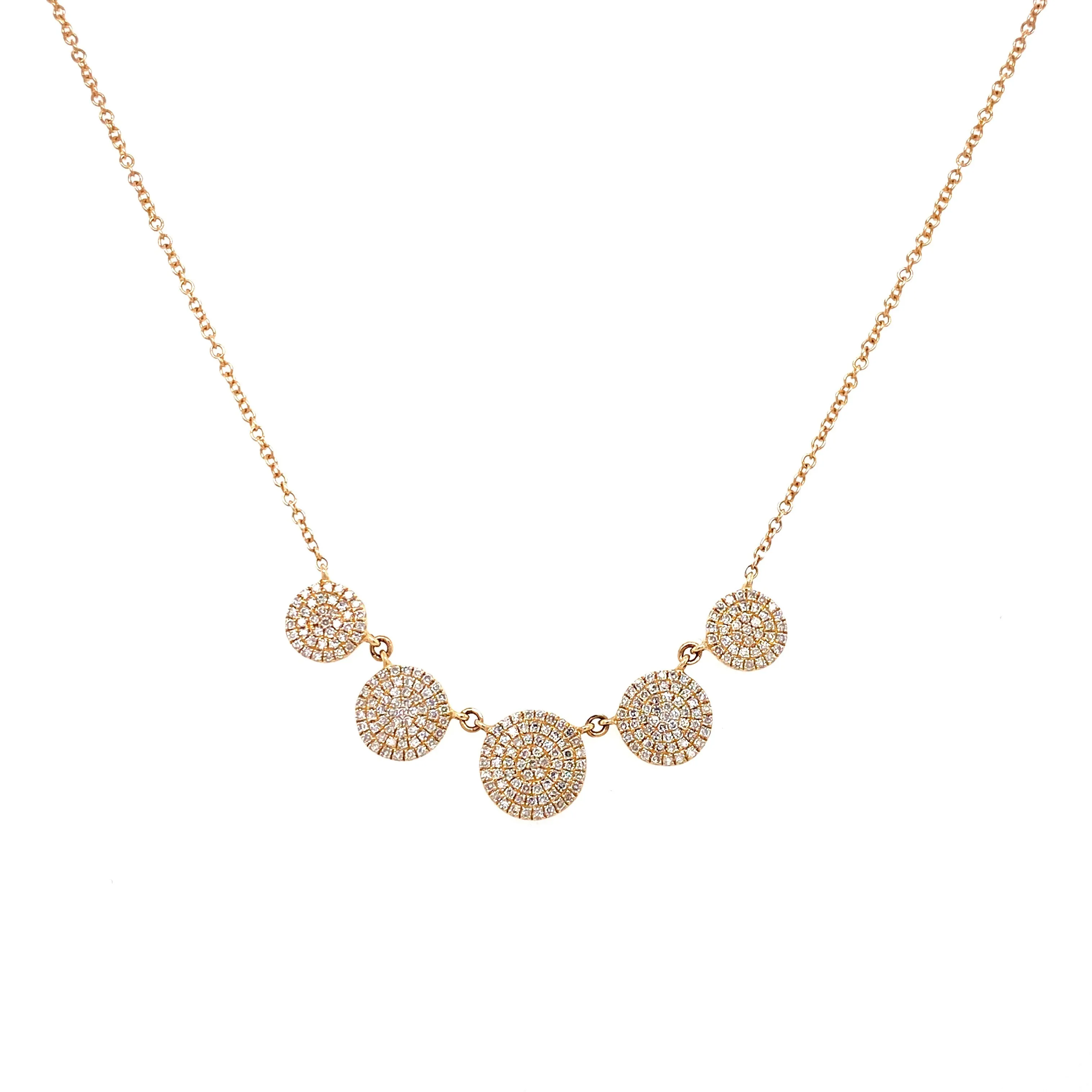 14K White Gold Diamond Disc Necklace