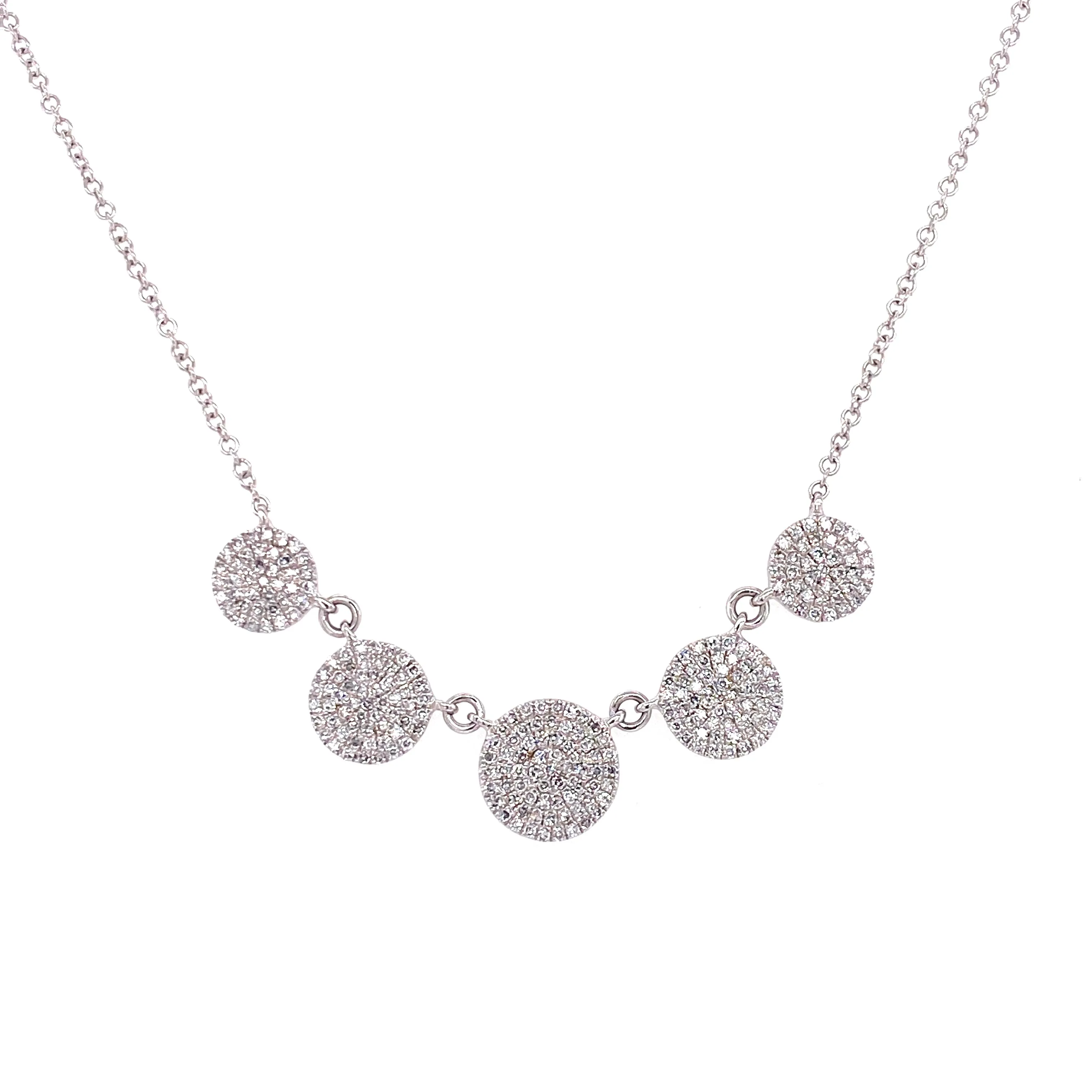 14K White Gold Diamond Disc Necklace