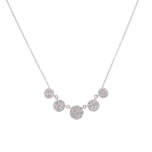 14K White Gold Diamond Disc Necklace