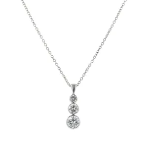 14K White Gold Diamond Drop Pendant Necklace