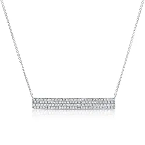 14K White Gold Diamond Pave Bar Necklace