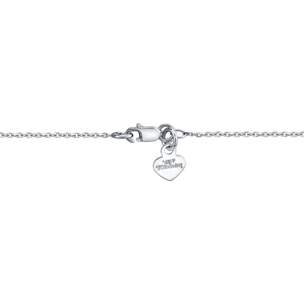 14K White Gold Diamond Tiny Cross Necklace