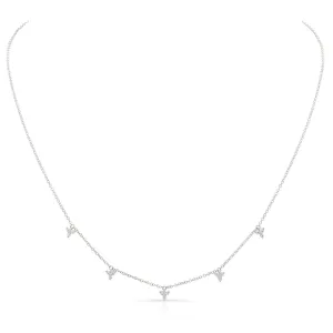 14K White Gold Diamond Trio Drop Dangle Necklace