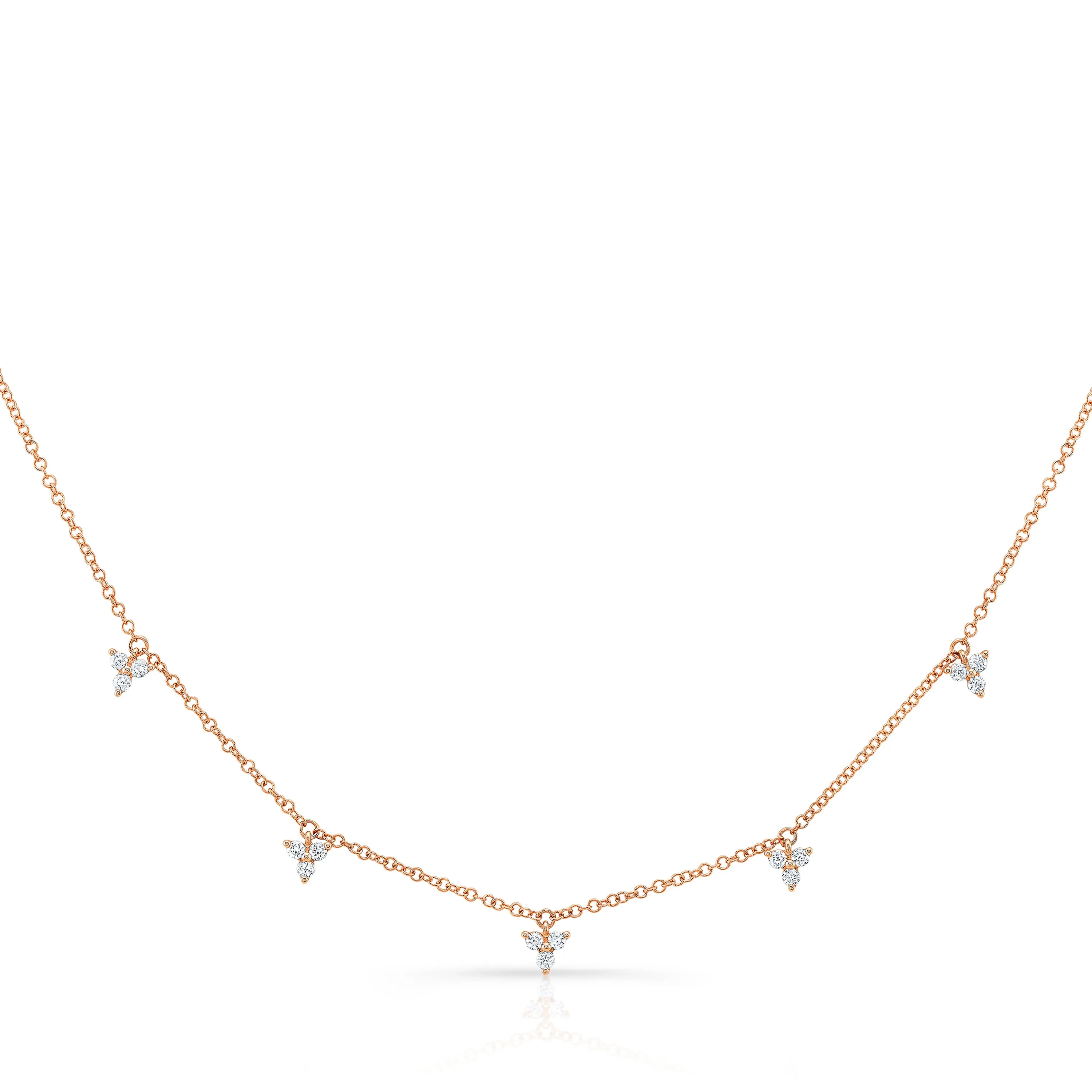 14K White Gold Diamond Trio Drop Dangle Necklace