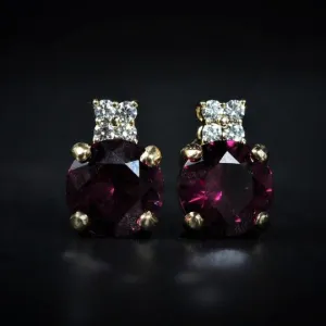 14k Yellow Gold 3.02 CTW Garnet and Diamond Stud Earrings