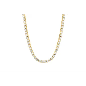 14K Yellow Gold Diamond Tennis Necklace, 16.5 inch