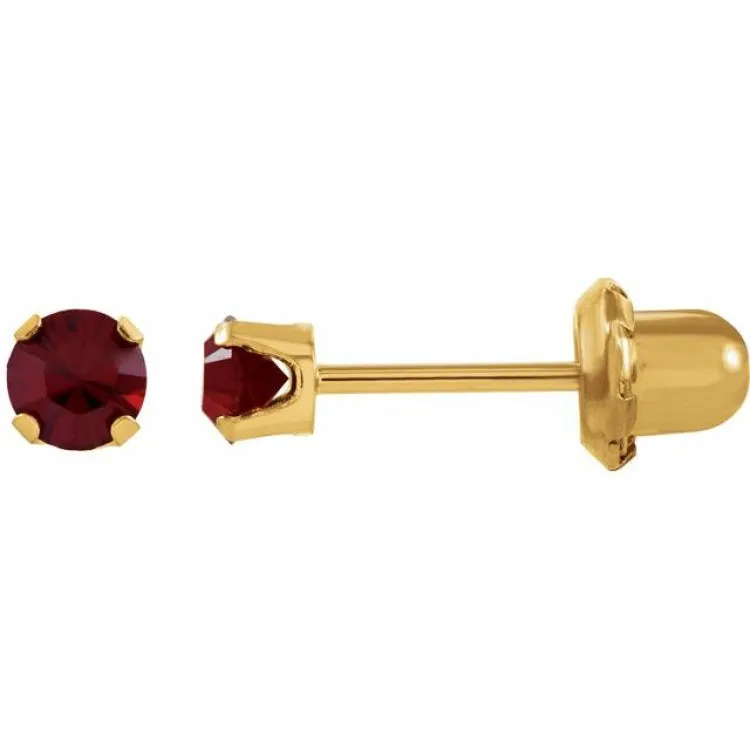 14K Yellow Imitation Mozambique Garnet Inverness® Piercing Earrings