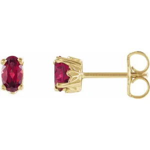 14K Yellow Natural Mozambique Garnet Earrings