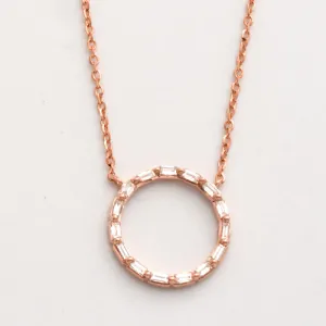 14KR 0.20CTW BAGUETTE DIAMOND NECKLACE - CIRCLE