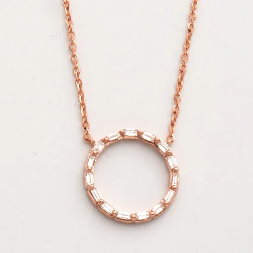 14KR 0.20CTW BAGUETTE DIAMOND NECKLACE - CIRCLE