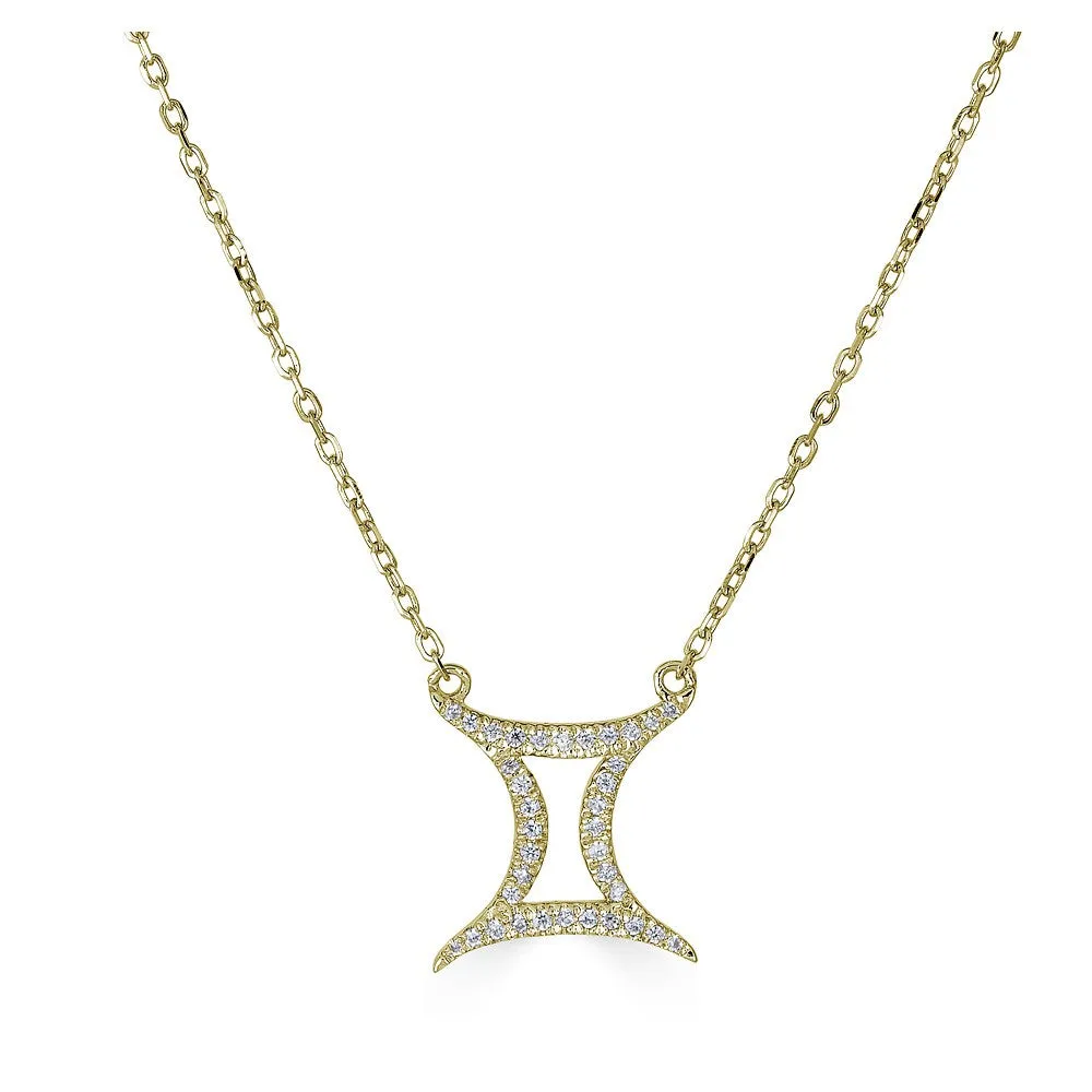 14KT GOLD 0.12 CARAT ROUND DIAMOND GEMINI NECKLACE- 2 COLORS