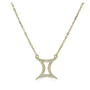 14KT GOLD 0.12 CARAT ROUND DIAMOND GEMINI NECKLACE- 2 COLORS