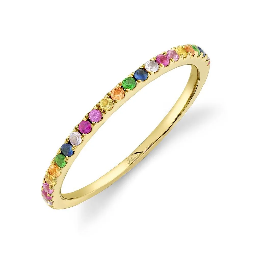 14KT GOLD 0.28 CTW MULTICOLOR SAPPHIRE BAND