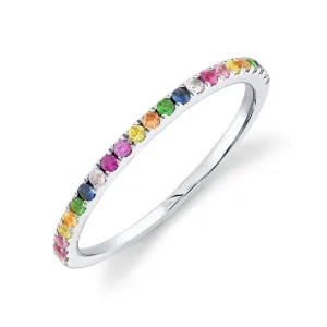 14KT GOLD 0.28 CTW MULTICOLOR SAPPHIRE BAND