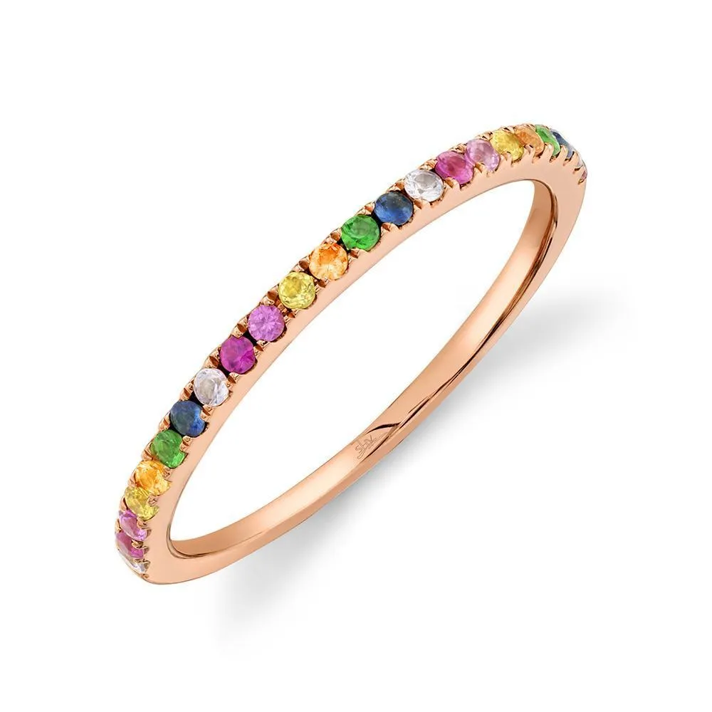 14KT GOLD 0.28 CTW MULTICOLOR SAPPHIRE BAND