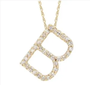 14kt Yellow Gold Diamond Initial B