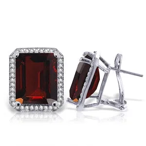 15.4 Carat 14K Solid White Gold No Remedies Garnet Diamond Earrings