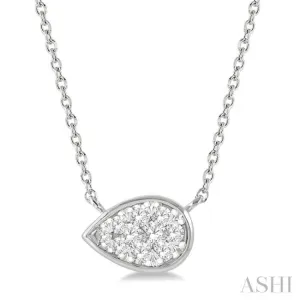 1/6 Ctw Pear Shape Pendant Lovebright Diamond Necklace in 14K White Gold