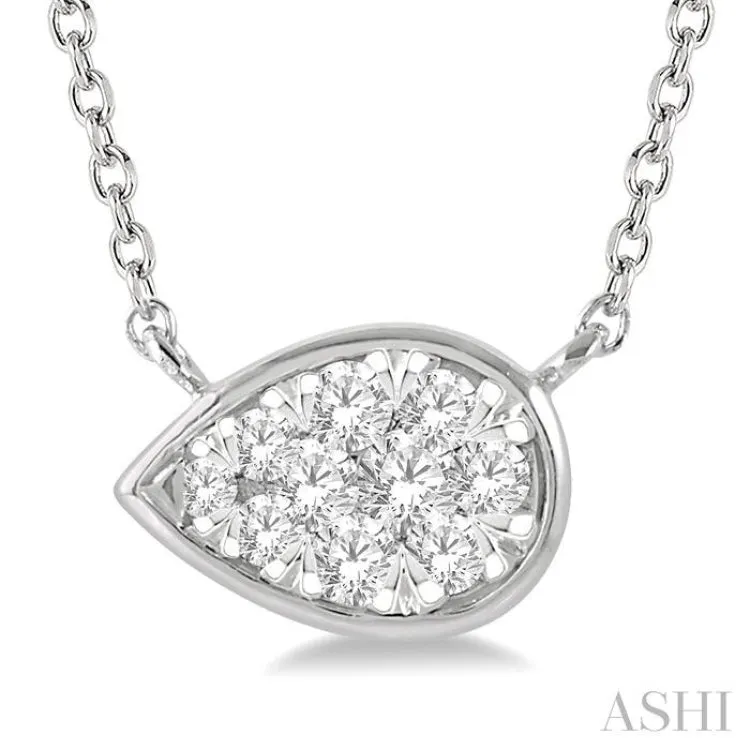 1/6 Ctw Pear Shape Pendant Lovebright Diamond Necklace in 14K White Gold