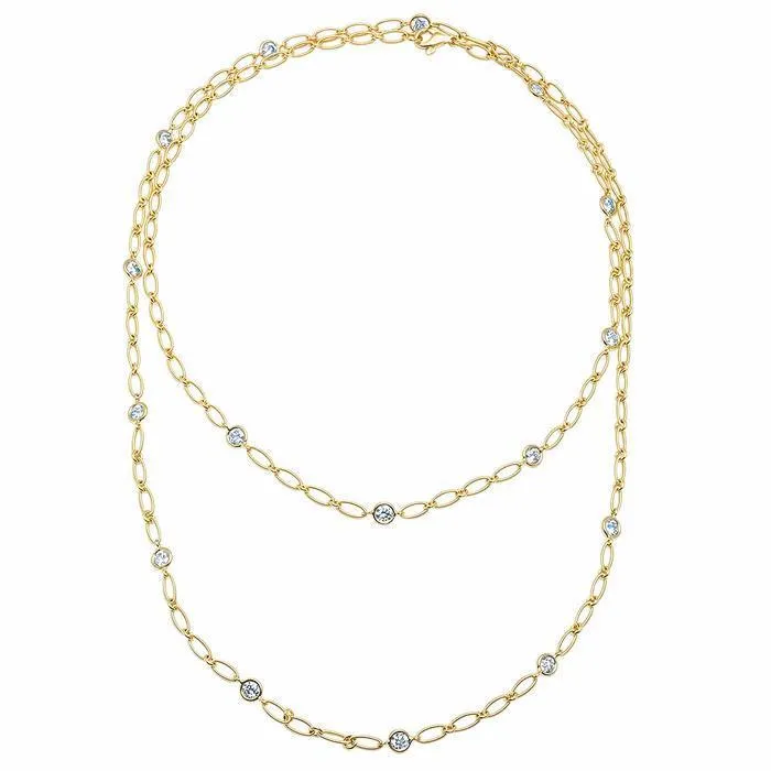 1.60cttw Diamond and Yellow Gold Handmade 36" Necklace