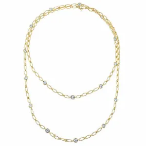 1.60cttw Diamond and Yellow Gold Handmade 36" Necklace