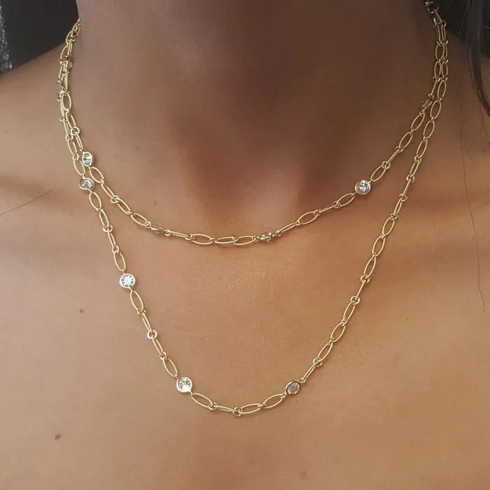 1.60cttw Diamond and Yellow Gold Handmade 36" Necklace