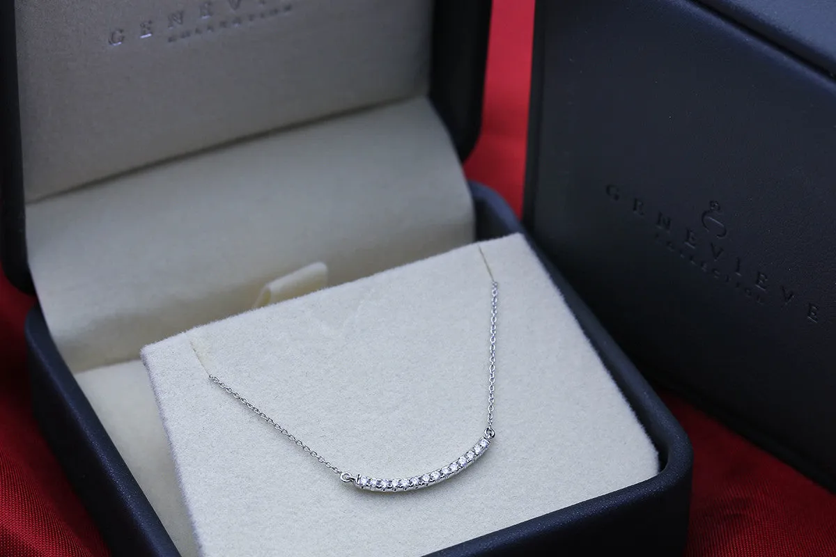 18k Gold Curved Line Diamond Necklace