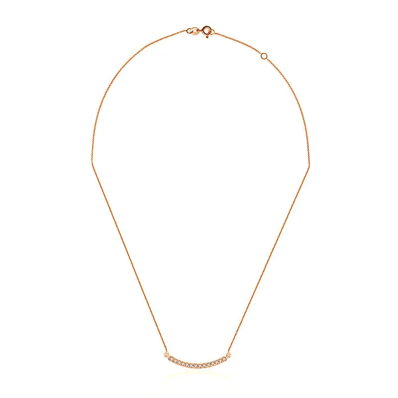 18k Gold Curved Line Diamond Necklace