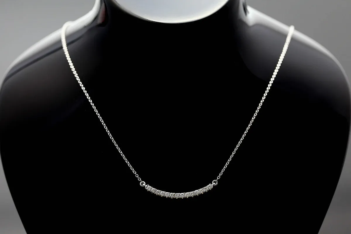 18k Gold Curved Line Diamond Necklace