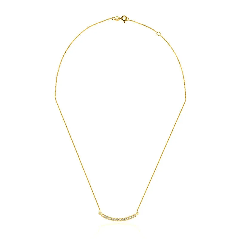 18k Gold Curved Line Diamond Necklace